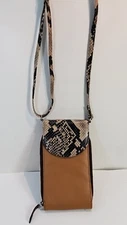 EUC  ILI Serenity Multi Accordion Phone Neutral Snake Multi  Crossbody LEATHER 