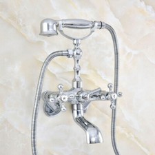 Bathroom Chrome Brass Wall Mount Bathtub Clawfoot Tub Faucet Adjustable 3 3/8"