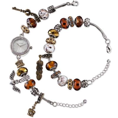 2 Piece Watch Set, Day & Night NIB Adult Male Two-Tone Silver Dial Watch and Bracelet Set  main image 3
