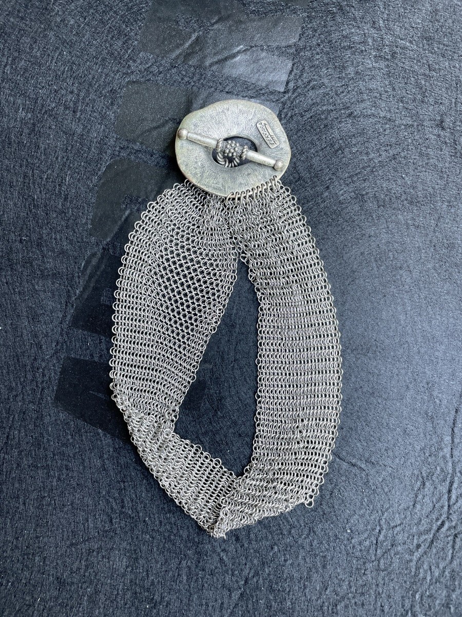 Vintage Hammered Stainless Steel Chain Mail Statement
