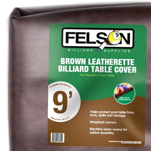 9-Foot Brown Leatherette Billiard Table Cover Pool Game Play Sports Equipment