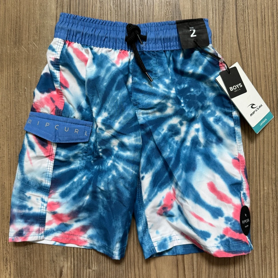 Rip Curl Lay Days Jungen Badeanzug Badehose gefüttert blau Batik Gr. 2