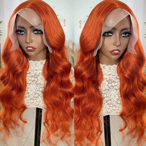 Orange Ginger Lace Front Perücken Echthaar Körperwelle 13x6 Lace Wig BrazilianHair - Bild 8 von 14
