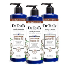 Dr Teal's Body Lotion, Coconut Oil Essential Oils, 18 Fl Oz Pack of 3