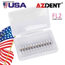 12pcs Dental Flame White Stone Polishing FG Burs Fl2 Abrasion Point Bur AZDENT