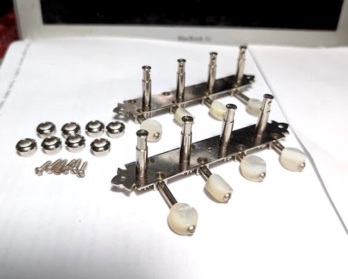 REVERSE GEAR STYLE MANDOLIN TUNERS / NEW OLD STOCK / NICKLE + SCREWS & BUSHINGS