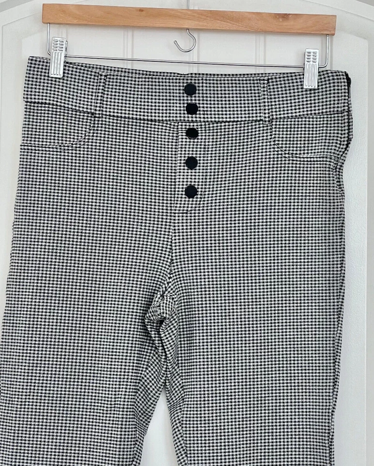 Leggings ZARA Trafaluc Collection preto e branco Houndstooth xadrez zíper lateral tamanho XL - Imagem 2 de 4