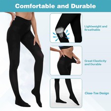 Firm Support Medical Compression Pantyhose Tights Nude Size S-XL Reinforced Toe
