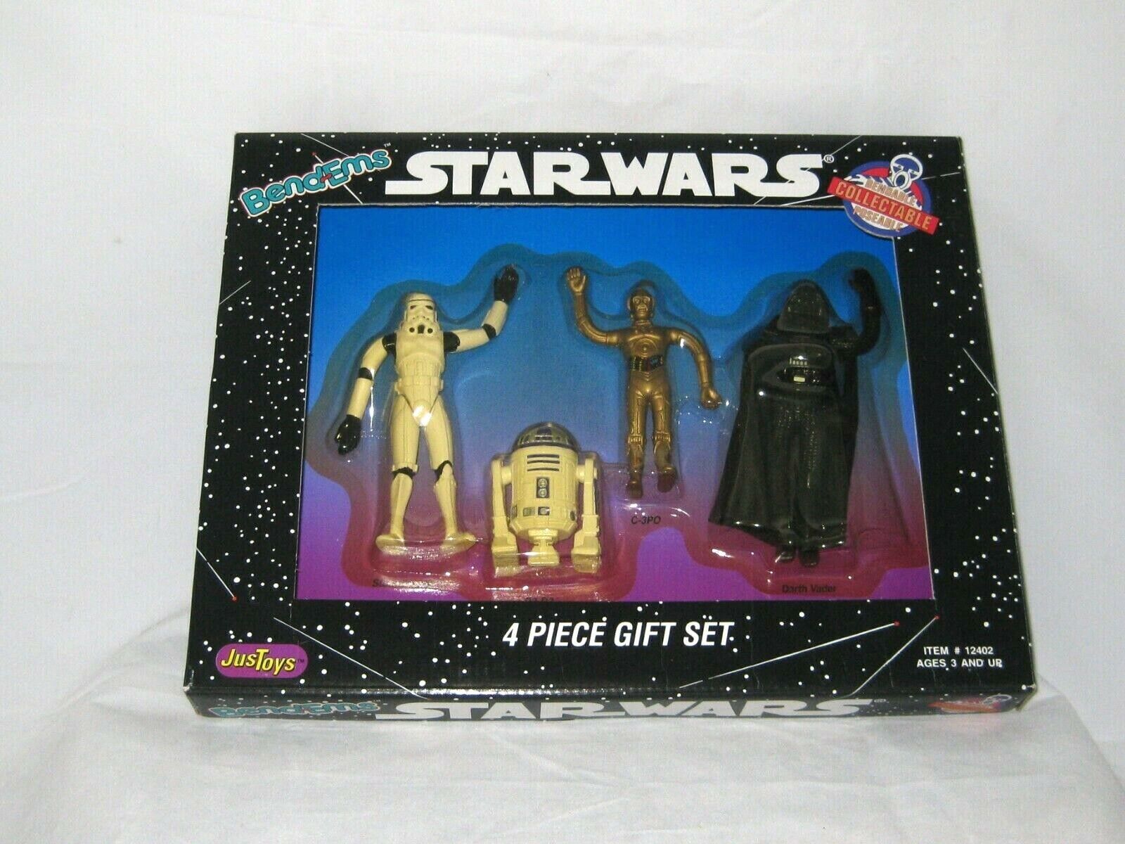 Vintage 1993 NIB Star Wars Bend-Ems 4 Piece Set Action Figures By JusToys