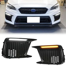 Fog Lights Bezels with White/Amber Running LED DRL For 2018-up Subaru WRX STI