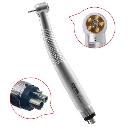 Turbina Dental Autogenerador 5 Luz LED Light 4 Orificios High Speed Handpiece M4 - Imagen 6 de 24