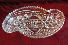 Unique Brilliant Period Clear Cut Glass Tidbit Dish With Sawtooth Edge