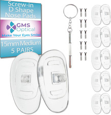 Soft Silicone D-Shaped Screw-In Nose Pads for Glasses, Sunglasses, and Eye Wear