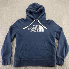 The North Face Hoodie Womens Medium Blue Spellout Long Sleeve Drawstring Jacket