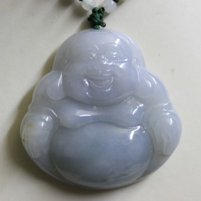 Certified Natural Grade A Untreated Lavender Jadeite Jade Buddha Pendant RARE