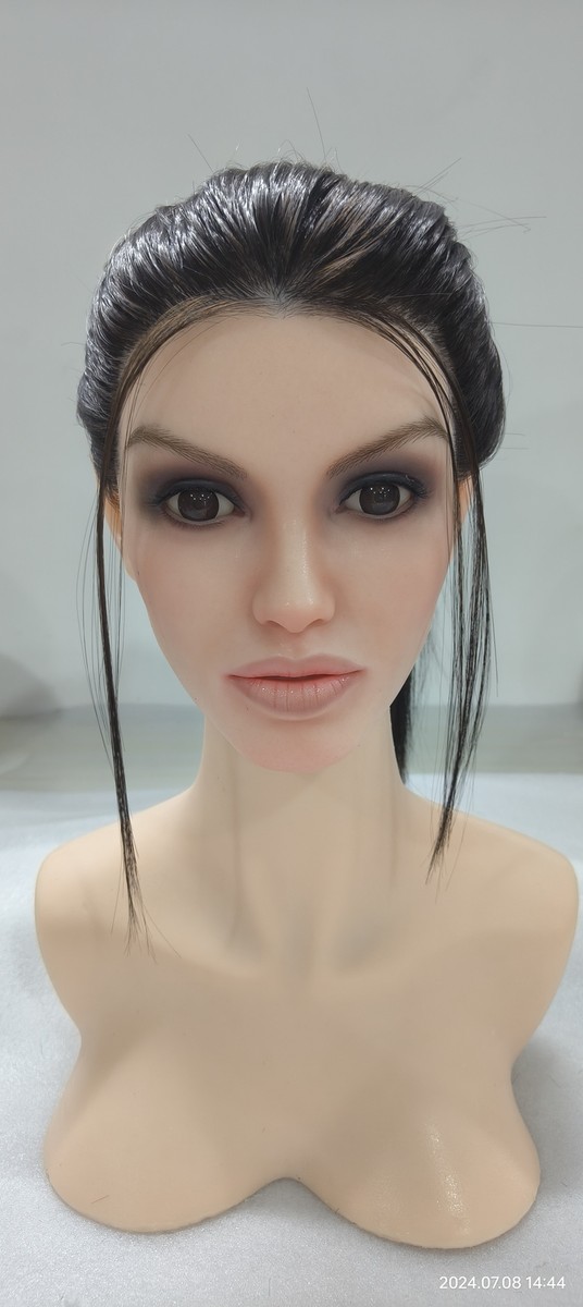 Silicone Sex Doll Head Real Oral Movable Jaw Implanted Hair Adult Toy for  Men