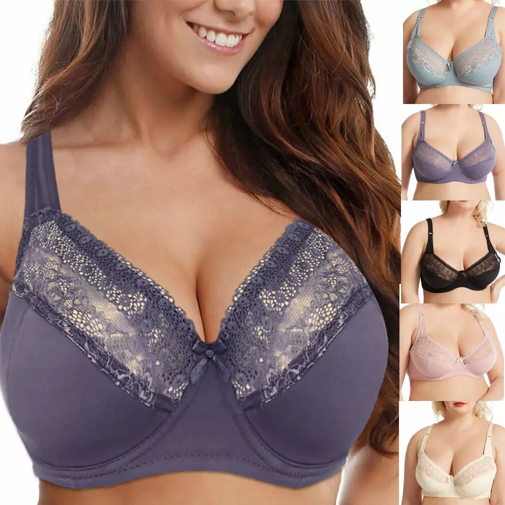 Bras for Older Women Front Close, Unwired Front Button Underwear for Lady,  Beautiful Back Breathable Lace Lingerie (Color : Gray, Size : X-Large) :  : Clothing, Shoes & Accessories