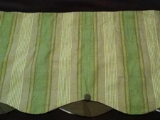 Waverly Home Classics Lined Valance Green Yellow Tan Striped EUC