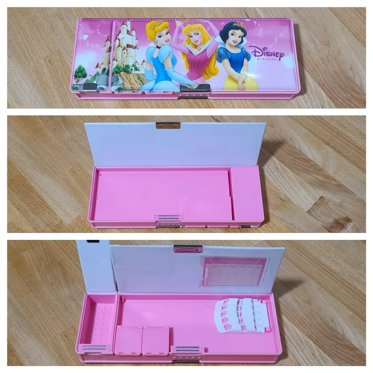 Disney Princess Hard Plastic Pencil Case Box Double-Sided Magnetic Closure