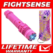 Rechargeable Flashlight Stun Gun  Pepper Spray Combo for Self Defense Pink FL