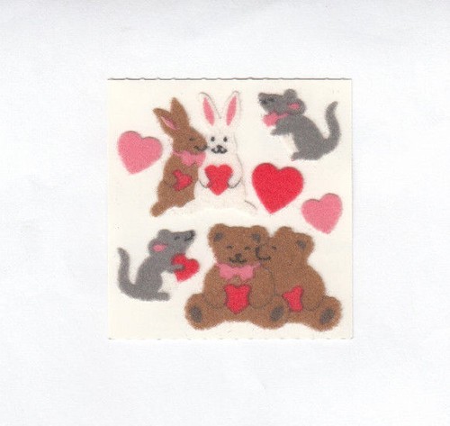 Vintage Sandylion Fuzzy Bunny Raccoon Fox Mouse Pig Goat Stickers - You Choose - Afbeelding 2 van 13
