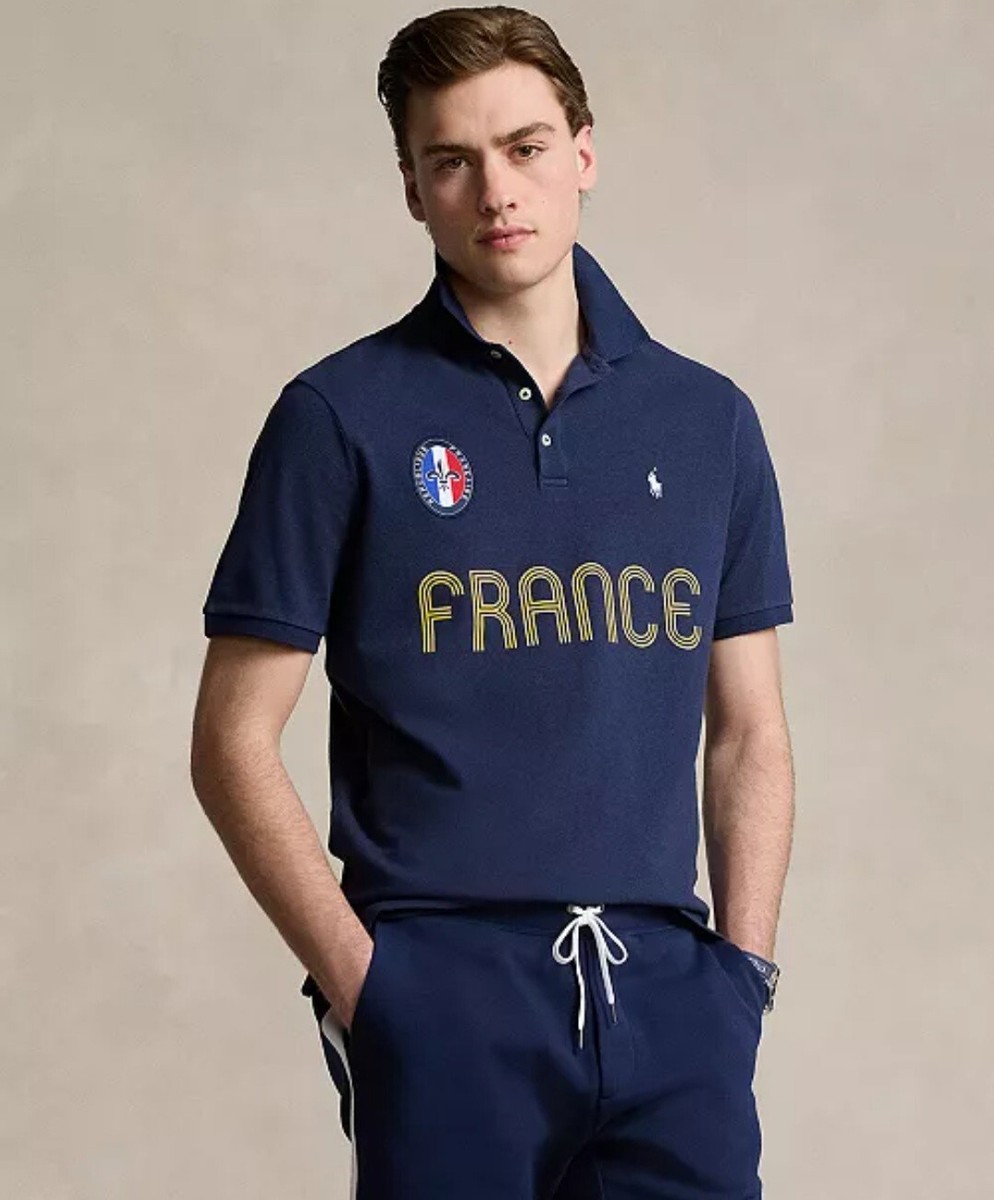 Polo Ralph Lauren France Flag Patch #24 Mesh Polo Shirt Mens X