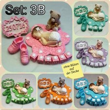 XXL Baby + Teddybär Fondant Zuckerfigur Tortenaufleger Torte Deko Taufe Geburt 