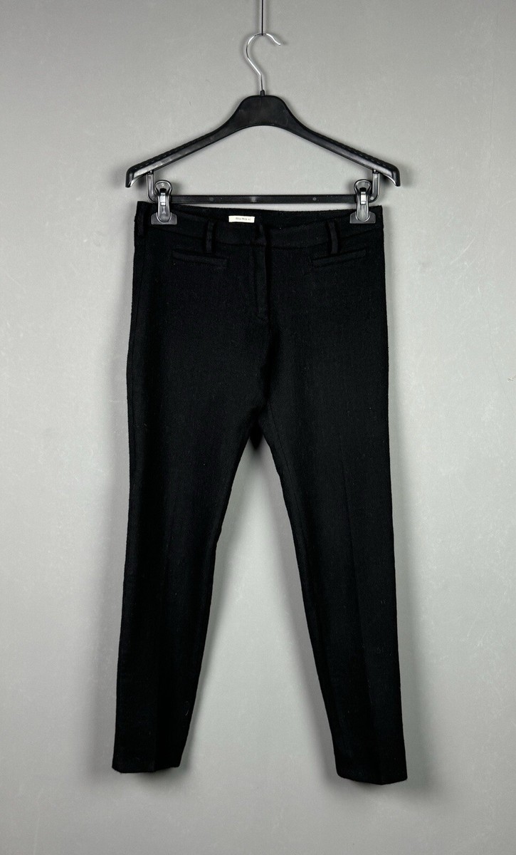 関税込【MiuMiu】Virgin wool straight pants MIU MIU Striped Virgin Wool Straight Pants in Grey | endource