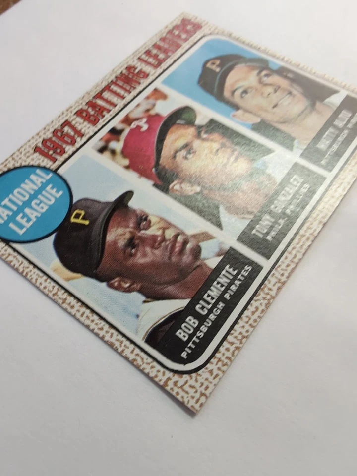 1968 Topps #1 Líderes de bateo de la Liga Nacional Bob Clemente / Tony Gonzalez / Matty Alou casi nuevo+ Foto 2 de 4