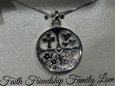 Zeitlose Sterlingsilber 18'' Halskette Glaube Freundschaft Familie Liebe