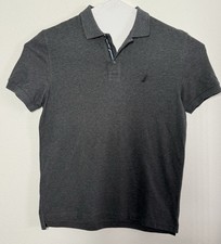 Nautica Shirt Men's M Short Sleeve Polo Classic Fit Gray