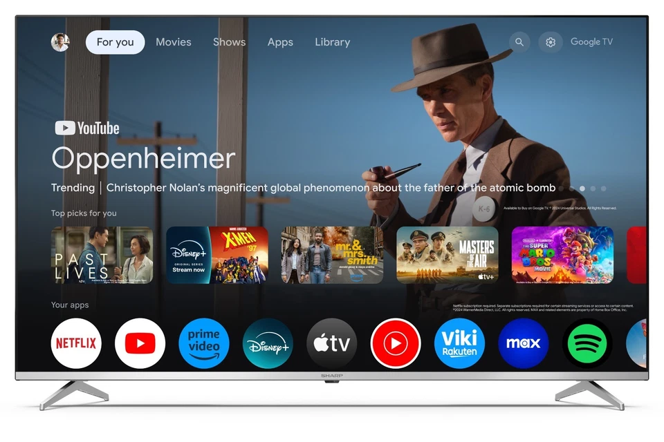 Téléviseur SMART GOOGLE TV Sharp 55" LED 4k UHD HDMI 55GP6260E FRAMELESS NOIR - Photo 2/4