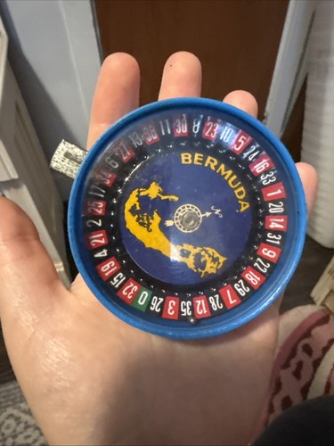 Vintage Bermuda Souvenir Toy Casino Roulette Wheel Made In Japan Working
