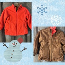 OshKosh B'gosh Reversible Zipper Jacket Pink Brown Fleece Windbreaker Girls 6x 