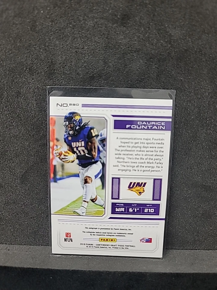 2018 Panini Contenders Draft Picks Daurice Fountain Auto #290 (RC) /99 (Bowl) - Image 2 of 4
