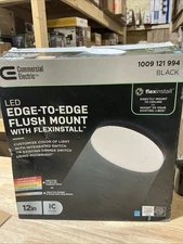 Commercial Electric LED Edge to Edge Lens Recessed Light Black 12" 1009121994