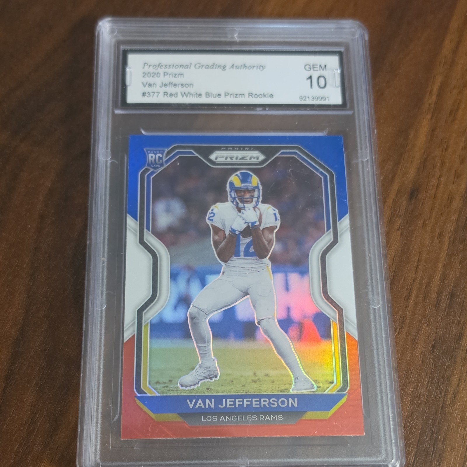 Panini Prizm 2020 Van Jefferson #377 Red White Blue Rookie Los Angeles Rams NFL