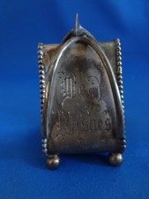 Antique Silver Plate Meriden B Co. #636 Napkin Holder Wishbone  "Best Wishes"