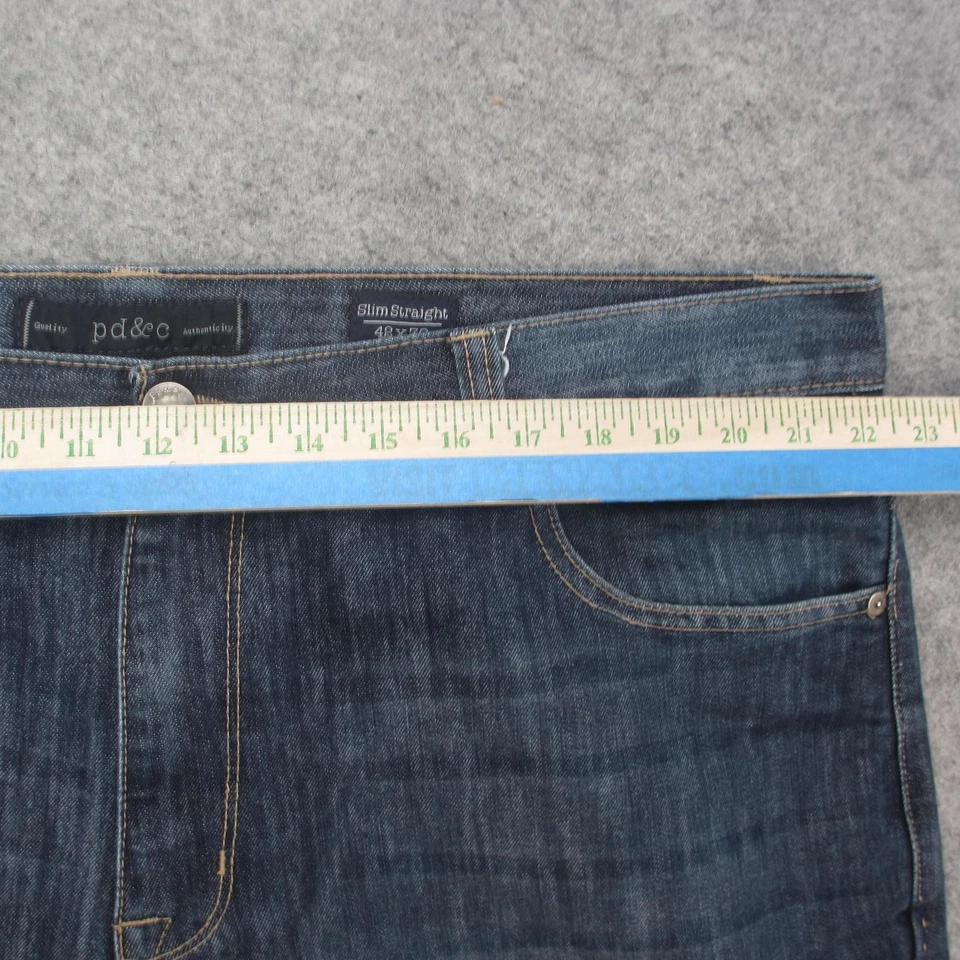 pd&c Slim Straight Jeans Mens 42x30 Blue Denim Five-Pocket Zip Fly Medium Wash - Image 3 of 4