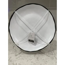 Set 4 Matte White & Black Rim 11” DINNER Plates MELAMINE Ashwell The Farmhouse