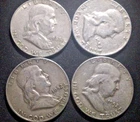 Franklin Half Dollars, $2.00 Face, .900 silver, random dates, aver. circulation