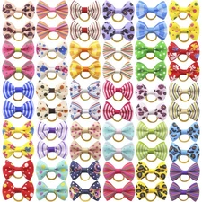 QingHan Puppy Dog Hair Bows: with Rubber Bands Small Pet Grooming Girl Doggy ...