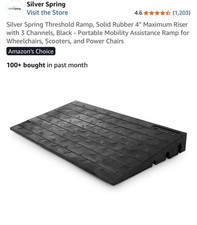 Silver Spring Portable Rubber Threshold Ramp 4 in Rise 3-Channel Black