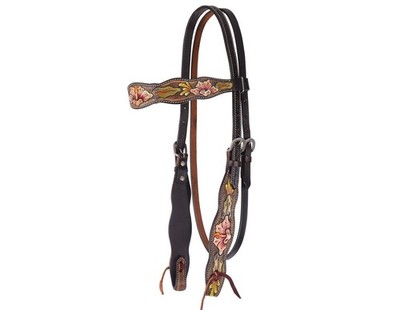 Circle Y Headstall Texas Grace Leather Browband Chocolate 1014-12-SC