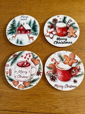 Weihnachtsgeschenkuntersetzer Getränkeuntersetzer Set 4 Untersetzer Geschenkset Frohe Weihnachten