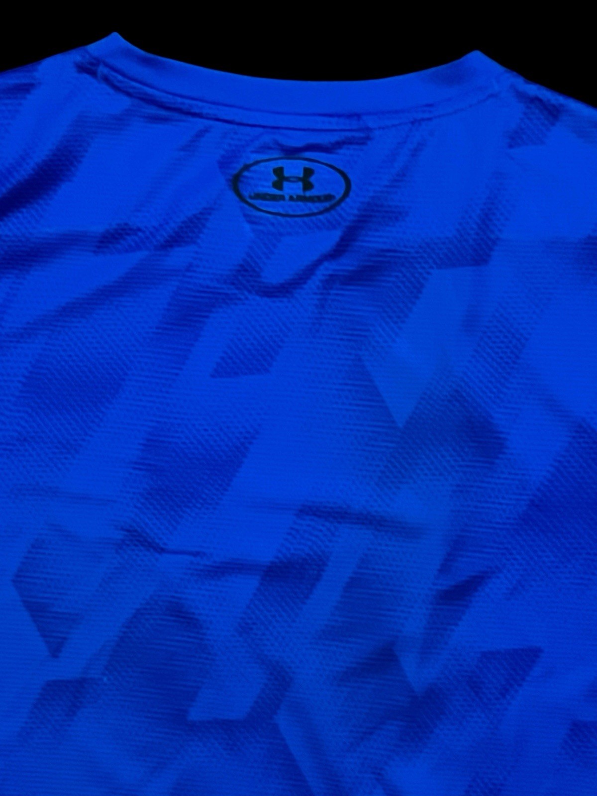 Men's Blue Short Sleeve Fitted UNDER ARMOUR Heat Gear Shirt Size 2XL thumbnail 3