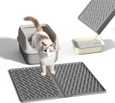 Pieviev Cat Litter Box Mat, 24"x 17" EVA Scratch Resistant S-24''X17'', Gray