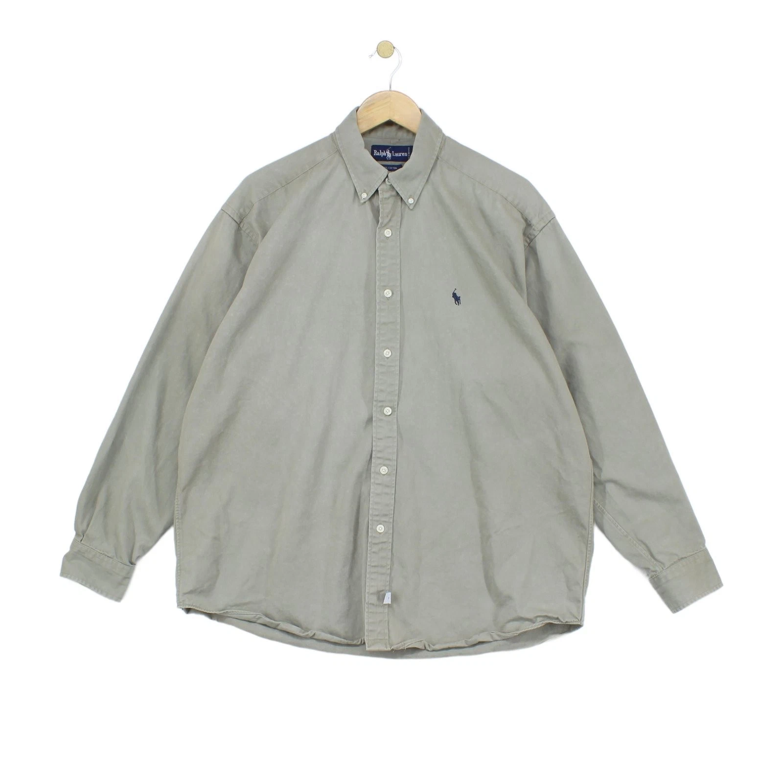 Vintage Ralph Lauren Oxford Shirt Mens Size XL Grey Button Up Classic