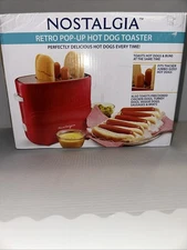 HDT600RETRORED Nostalgia Retro Pop-Up Hot Dog Toaster Oven Red New In Box