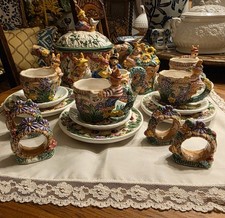 Vtg Easter Small Sz Tea Set Children  s Bunny Toy Mercuries 199 Springtime 20 Pc